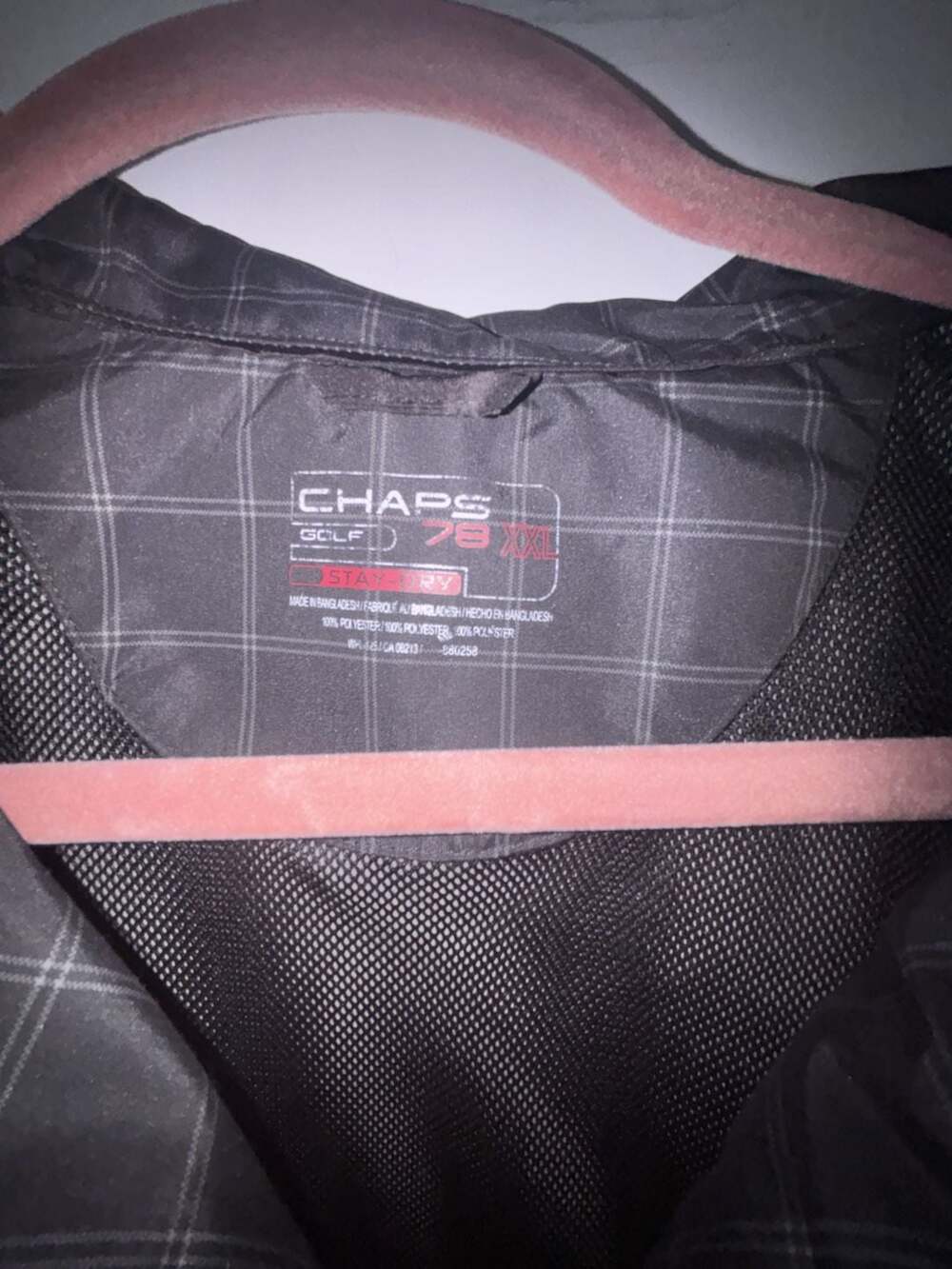 Chaps Golf 78 Vest Size XXL Black Plaid Stay Dry Windbreaker
